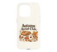 Autumn Social Club Cozy Fall Esthétique Motif Feuilles de café Coque pour iPhone 15 Pro