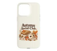 Autumn Social Club Cozy Fall Esthétique Motif Feuilles de café Coque pour iPhone 15 Pro Max