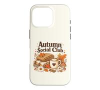 Autumn Social Club Cozy Fall Esthétique Motif Feuilles de café Coque pour iPhone 16 Pro