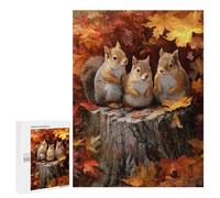 Autumn Squirrel Trio Puzzle 1000 Pièces Educa Jouet en Bois Cadeau Unique Décoration Intérieure Jeu Éducatif Challenge Toy Adultes Et Enfants À Partir De 14 Ans 500 PCS