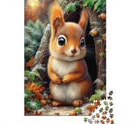 Autumn Squirrel with Acorns Puzzles 1000 Pieces Cadeau Unique Jeu Éducatif Challenge Toy À De Qualité Supérieure Peinture Art pour Adultes Enfants 38x26cm/1000pcs