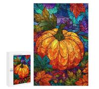 Autumn Stained Glass Pumpkin Puzzle 1000 Pièces Educa Jouet en Bois Cadeau Unique Décoration Intérieure Jeu Éducatif Challenge Toy Adultes Et Enfants À Partir De 14 Ans 1000 PCS