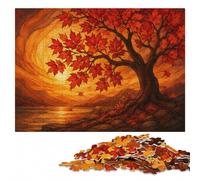 Autumn Tree Stained Glass Puzzle en Bois 1000 pièces, Jeu De Réflexion | Cadeau de fin d'année pour adulte avec activité autour de la table seul ou à plusieurs.