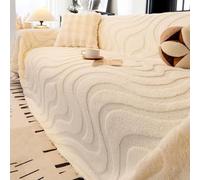Autumn Winter Cotton Plush Sofa Throw, Extra Large 3D Textured Sofa Cover | Decorative Throw Blanket For Living Room, Universal Furniture Protector Cover, For Sofa Couch Bed Chair(Cream,180x200cm)