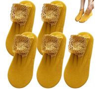 Autumn Winter Non Slip Lace Warmer Socks,Women's Fashion Solid Color Soft Plush Warmer Frilly Floor Socks (Yellow)