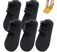 Autumn Winter Non Slip Lace Warmer Socks,Women's Fashion Solid Color Soft Plush Warmer Frilly Floor Socks (Black)