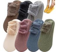 Autumn Winter Non Slip Lace Warmer Socks,Women's Fashion Solid Color Soft Plush Warmer Frilly Floor Socks (All color)