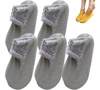 Autumn Winter Non Slip Lace Warmer Socks,Women's Fashion Solid Color Soft Plush Warmer Frilly Floor Socks (Grey)