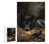 Autumn Wolf and Raven Scene Puzzle 1000 Pièces Educa Jouet en Bois Cadeau Unique Décoration Intérieure Jeu Éducatif Challenge Toy Adultes Et Enfants À Partir De 14 Ans 300 PCS