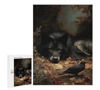 Autumn Wolf and Raven Scene Puzzle 1000 Pièces Educa Jouet en Bois Cadeau Unique Décoration Intérieure Jeu Éducatif Challenge Toy Adultes Et Enfants À Partir De 14 Ans 500 PCS