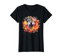 Autumn Wolf Portrait Feuille d'érable Aquarelle Wildlife Art T-Shirt Graphique avec Valeur