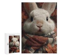 Autumnal Bunny with Plaid Scarf Puzzle 300 Pièces Educa Jouet en Bois Cadeau Unique Décoration Intérieure Jeu Éducatif Challenge Toy Adultes Et Enfants À Partir De 14 Ans 300 PCS