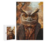 Autumnal Owl in Plaid Coat Puzzle 1000 Pièces Educa Jouet en Bois Cadeau Unique Décoration Intérieure Jeu Éducatif Challenge Toy Adultes Et Enfants À Partir De 14 Ans 300 PCS