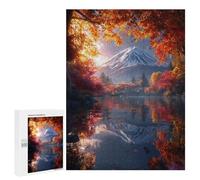 Autumnal Reflections on Fuji Lake Puzzle 1000 Pièces Educa Jouet en Bois Cadeau Unique Décoration Intérieure Jeu Éducatif Challenge Toy Adultes Et Enfants À Partir De 14 Ans 500 PCS