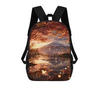 Autumnal Serenity with Mountain View Sacs À Dos Imprimés En 3D Pour Enfants 17inch Sacs À Dos Tendance Et Décontractés Pour La Journée, Sacs De Voyage, Sacs À Dos D'extérieur Pour Garçons Et Filles
