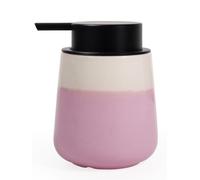 Autumnlife Distributeur de savon en céramique, rose, rechargeable, 350 ml, avec grande tête de pompe, distributeur de savon réactif, en porcelaine, convient pour salle de bain, cuisine