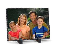 AUTUMNMUSIC Cadre Photo en Pierre Personnalisé Plaque de Support Photo Cadre à Photo pour Famille Amoureux Animal Domestique Cadre Mariage rectangulaire Ronde Cœur 15X20cm