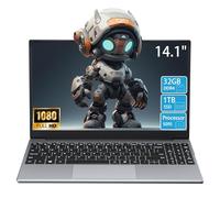 Auusda Ordinateur Portable Ultra-Fin 14,1", Processeur N5095 (2,9 GHz), 32 Go de RAM, 1 to SSD, 1920x1080 FHD, Batterie 5000 mAh, WiFi Double Bande, Bluetooth 4.2, Webcam, 1,2 kg Léger