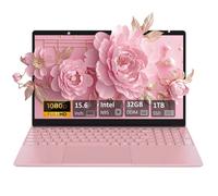 Auusda PC Portable 15.6''- Stockage 32GB+1To - Intel Celeron N95 - Ordinateur Portable Windows 11 FHD 1920*1080 - 5G/2.4G WiFI Rose