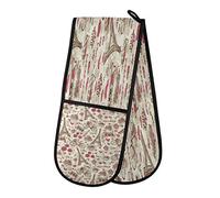 AUUXVA BIGJOKE Gant de four double matelassé en coton Paris Vintage Tour Eiffel Kitcken Gants de four résistants à la chaleur pour barbecue, barbecue et poêles