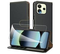 AUUYYA Coque pour Xiaomi Redmi Note 14 4G avec Verre Trempé + 3 Emplacements Carte,Pochette de Portefeuille,Anti-RFID - Housse Livret Magnétique Antichoc en Cuir PU pour Étui Redmi Note 14 4G,Noir