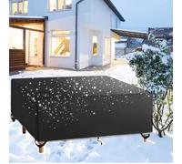 AUUZPI Housse De Table Jardin Rectangulaire 205Lx100Wx75Hcm 600D Oxford Tissu Housse Table Exterieur,Bache Table Exterieur pour Ensembles de Table et de Canapé avec Corde et Boucle Verrouillage-Noir
