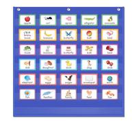 AUVCAS Tableau de poche standard transparent 7 pour salle de t maison, tableau de poche robuste à suspendre pour mur de mots, cartes à lettres, bandes de phrase, 71 x 71 cm, bleu