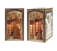 Auveach Puzzle en Bois 3D pour Adultes 169Pcs Kit Modèle Noël Vintage Magic Street Lane Booknook avec LED Lumières Modélisme à Construire Cadeaux Ornements Décoratifs