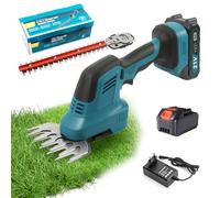 Auveach Taille-haie sans fil 21 V, 2 en 1, sécateur de jardin, coupe-bordures, cisaille à arbustes avec batterie et chargeur, lame de 15 cm / taille-haie de 31 cm pour haies, pelouses