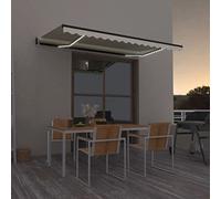 Auvent automatique à bras articulé avec éclairage LED et capteur de vent, 450 x 300 cm, crème, résistant aux UV et à l'eau, pour auvent de terrasse et balcon