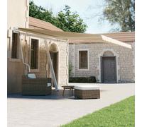 Auvent automatique autoportant 400 x 300 cm crème avec télécommande et manivelle manuelle, tissu polyester avec revêtement PU résistant aux rayons UV et à l'eau, cadre