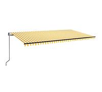 Auvent automatique avec capteur de vent - 600 x 350 cm - Jaune et blanc - Protection UV - Imperméable - Installation facile - Pour terrasse, jardin et balcon