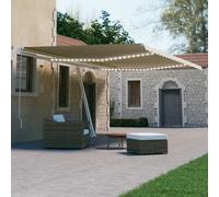 Auvent Automatique avec Capteur de Vent et LED 500x300 cm Crème Store vidaXL