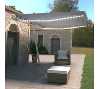 Vidaxl Auvent Automatique Capteur De Vent/Led 500x300 Cm Bleu Et Blanc Blanc