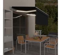 vidaXL Auvent automatique 4,5×3 m – Store, capteur de vent et LED – Anthracite