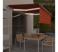 Vidaxl Auvent Automatique Capteur De Vent Et Led 3x2,5 M Orange Marron Orange