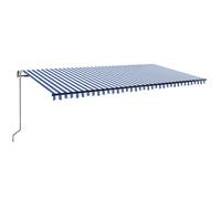 Auvent automatique avec détecteur de vent avec lumières LED 600 x 350 cm Bleu et blanc pour terrasse, jardin, terrasse, protection UV et installation facile