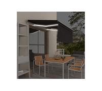 vidaXL Auvent Automatique avec Store Capteur de Vent et LED Banne Pliable Jardin Balcon Terrasse Protection contre Rayons UV 3x2,5 m Anthracite G