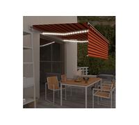 Auvent Automatique avec Store Capteur de Vent et LED Banne Pliable Jardin Balcon Terrasse Protection contre Rayons UV 4,5x3 m Orange et Marron