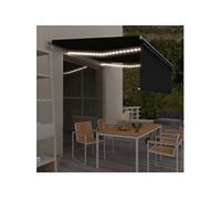 vidaXL Auvent automatique 4,5×3 m – Store, capteur de vent et LED – Anthracite