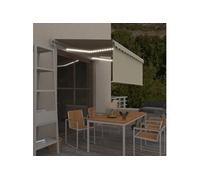 vidaXL Auvent Automatique avec Store et Capteur de Vent et LED Banne Pliable Jardin Balcon Terrasse Protection contre Rayons UV 3x2,5 m Crème