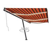 Vidaxl Auvent Automatique Capteur De Vent/Led 600x300 Cm Orange Marron Orange