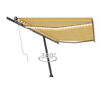 Vidaxl Auvent Automatique Capteur De Vent/Led 400x300cm Jaune Et Blanc Jaune