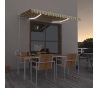 vidaXL Luifel automatisch met LED en windsensor 450x300 cm geel en wit3068933 Blanc G