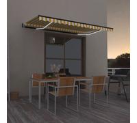 Vidaxl Auvent Automatique Capteur De Vent/Led 450x300cm Jaune Et Blanc Jaune
