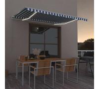 Auvent Automatique Capteur de Vent LED 450x350 cm Bleu et Blanc Store vidaXL