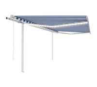 Vidaxl Auvent Automatique Capteur De Vent Et Led 5x3 M Bleu Et Blanc