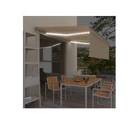 vidaXL Auvent automatique 4x3 m avec capteur de vent et LED – Crème