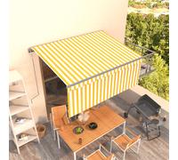 Vidaxl Auvent Rétractable Automatique Avec Store 3,5x2,5 M Jaune Blanc