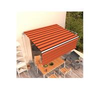 Auvent Automatique Rétractable avec Store Banne Pliable Jardin Balcon Terrasse Extérieur Protection contre Rayons UV 4x3m Orange et Marron